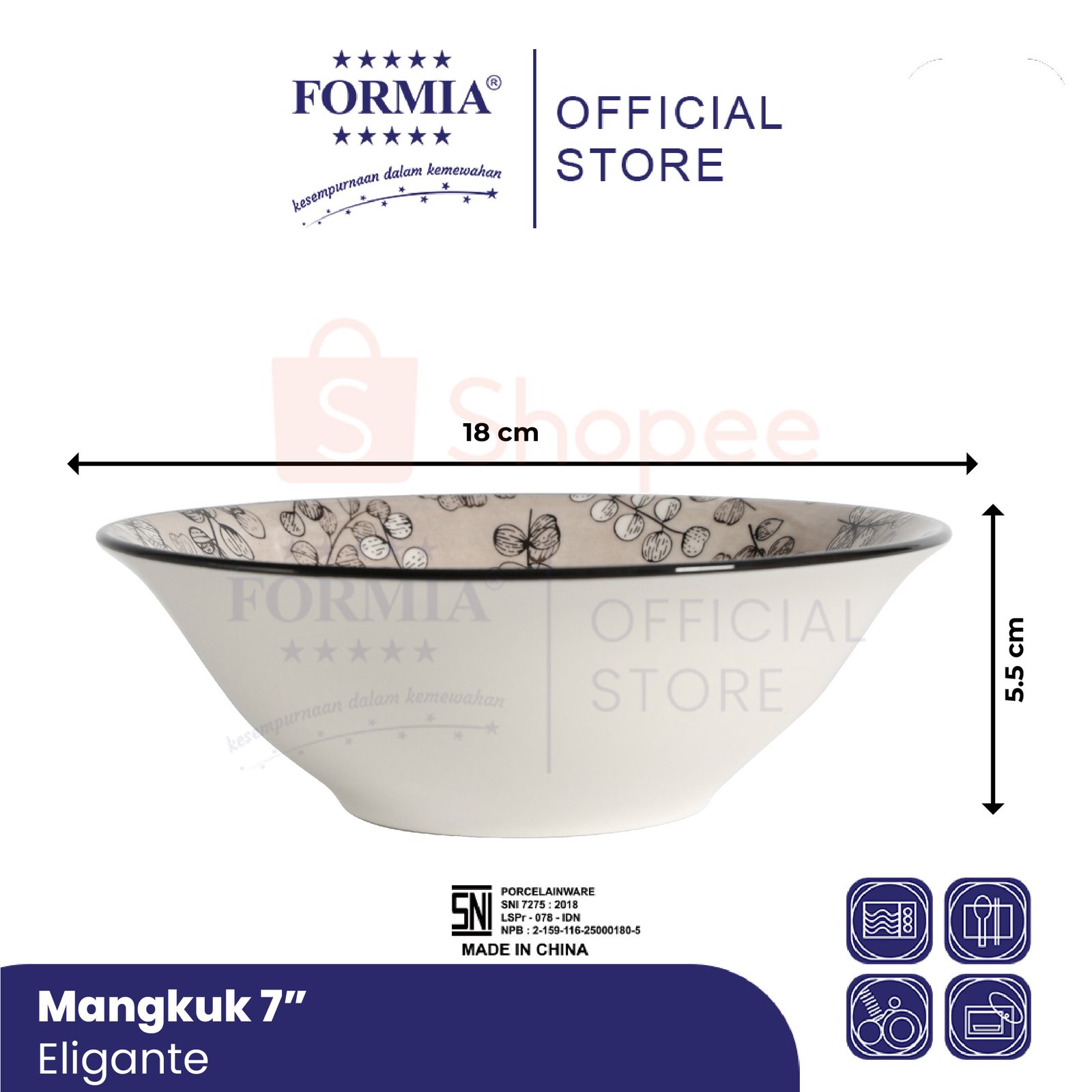 Formia  Mangkuk Keramik 7" Eligante - 6 pcs - Gambar 3