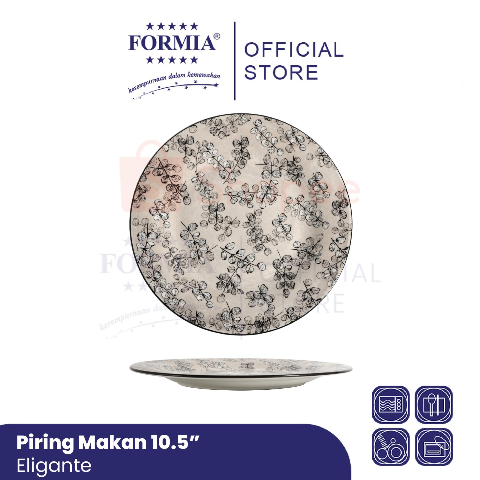 Formia Piring Makan Keramik Eligante 10,5 inci - 6pcs