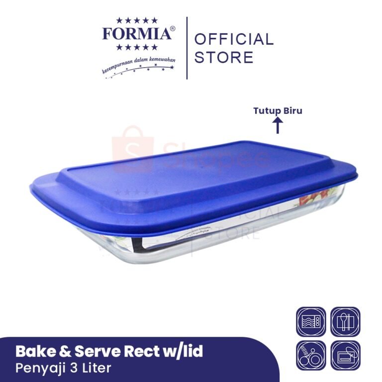 Formia Loyang Kaca Bake & Serve Persegi Panjang 3 Liter w Lid Red