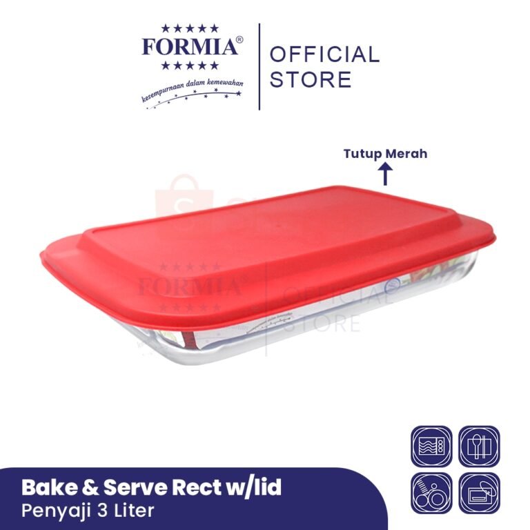 Formia Loyang Kaca Bake & Serve Persegi Panjang 3 Liter w Lid Red