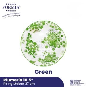 Formia Piring Makan Keramik Plumeria Hijau/ 6 pcs